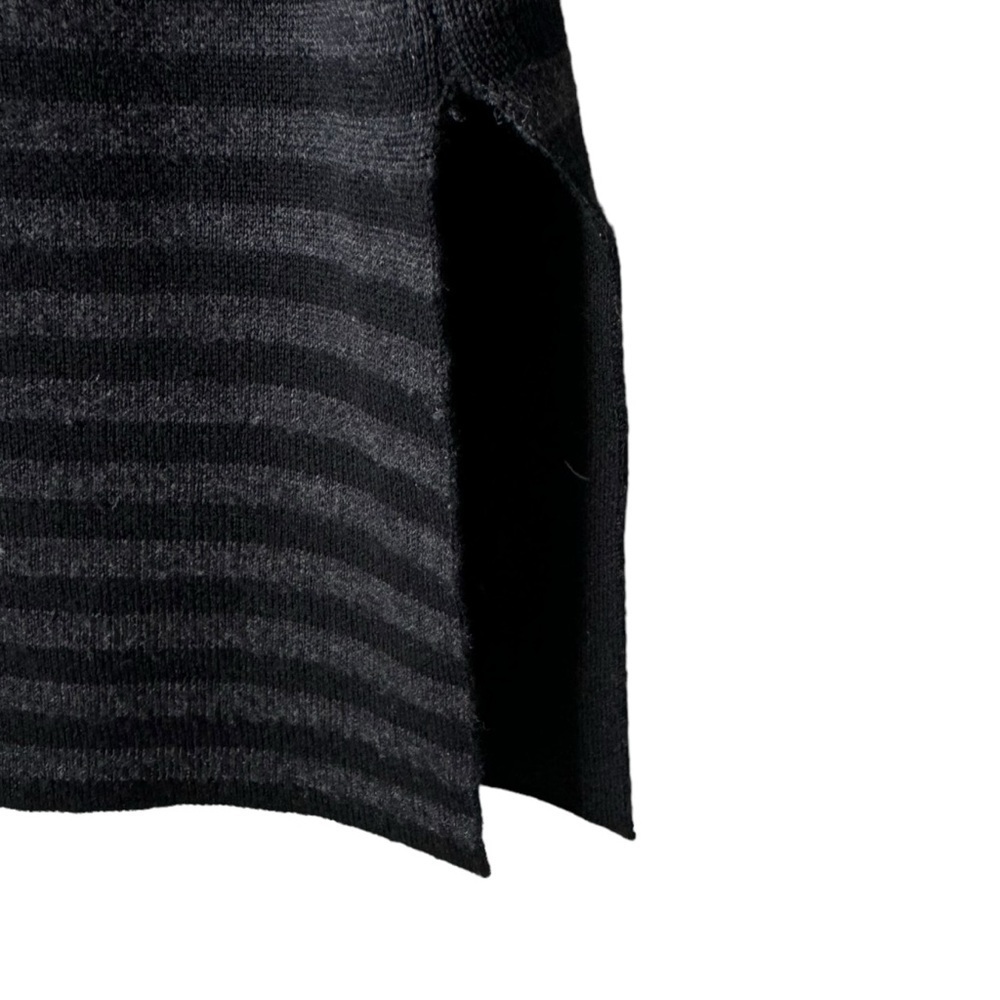 Eileen Fisher Petite Merino Wool Black Grey Striped Pull On Skirt Women's Size M - Picture 3 of 7